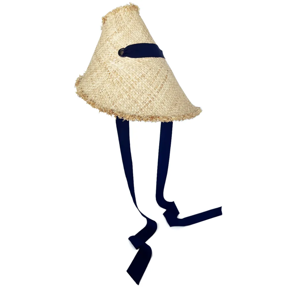 Megaphone Hat in Natural/Navy