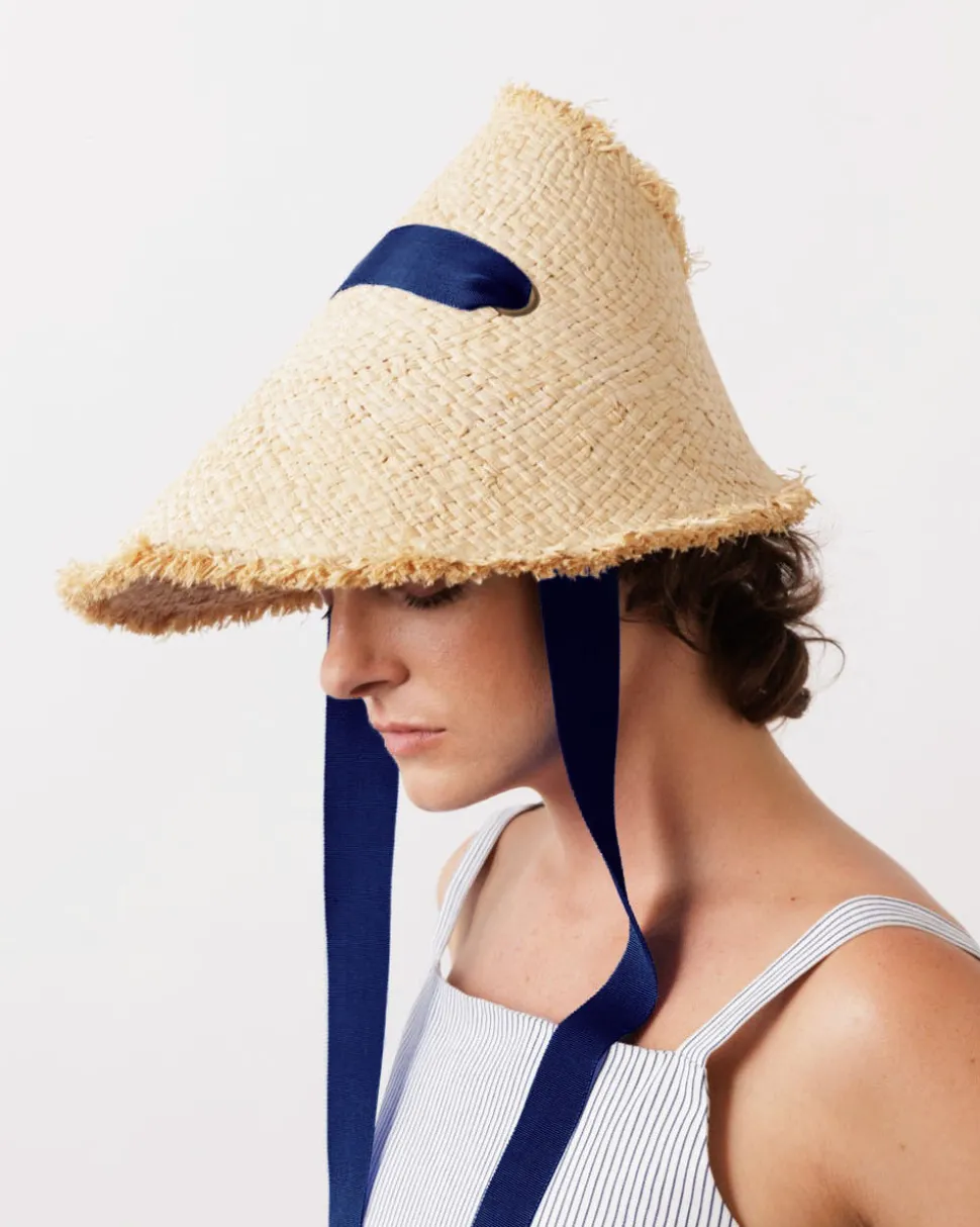 Megaphone Hat in Natural/Navy