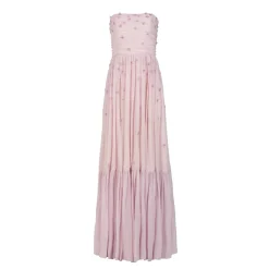 Melissa Dress in Peony Georgette with Miniature Flower Embellishment