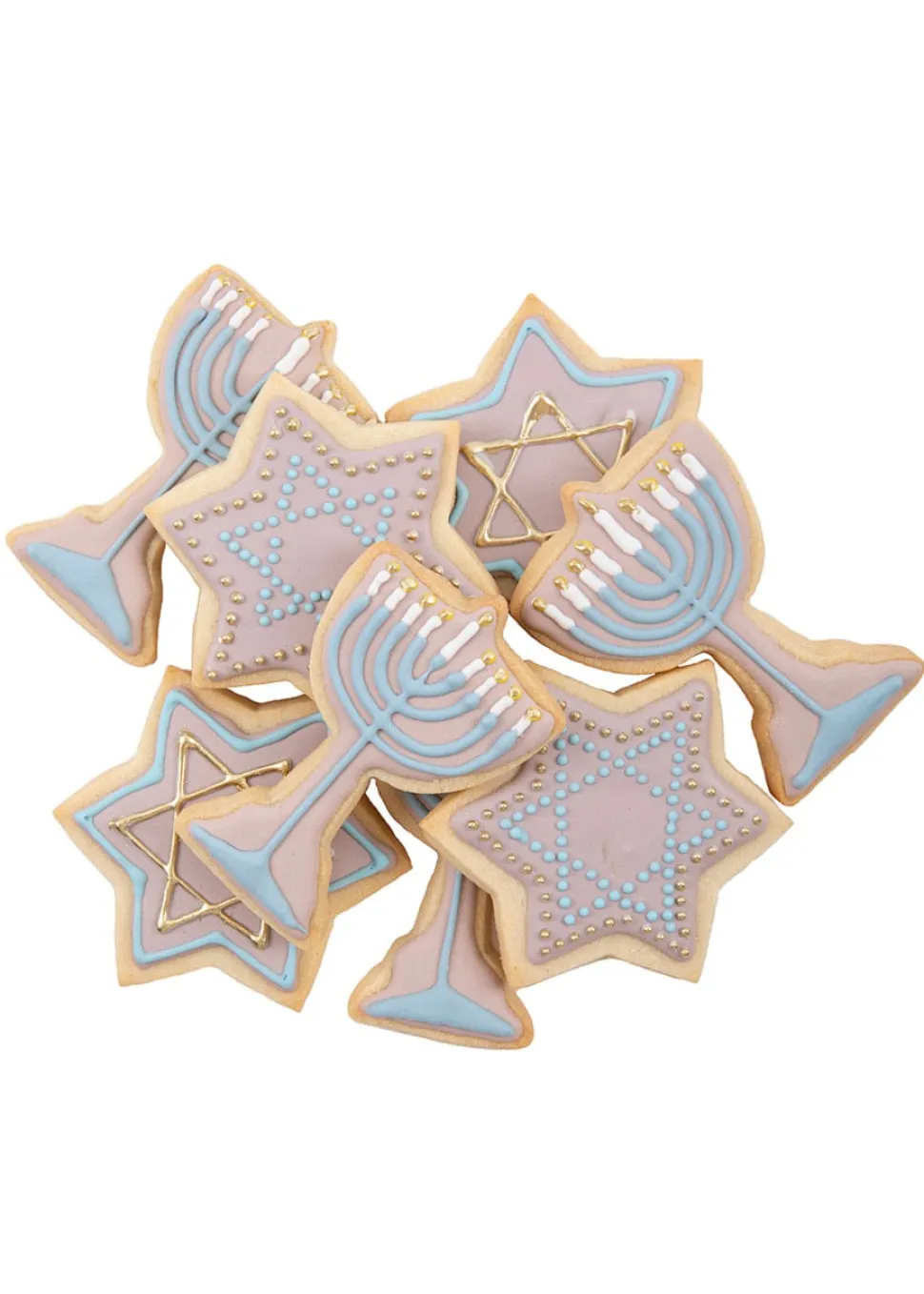 Menorah & Star of David Sugar Cookies, Set of 6