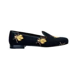 Men's Bee Black Needlepoint Slipper