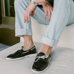 Men's Black Pebbled Leather Barca Yacht Loafer