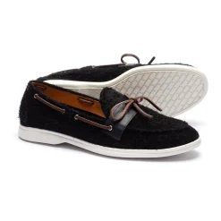 Men's Black Textured Suede Barca Yacht Loafer