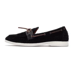 Men's Black Textured Suede Barca Yacht Loafer