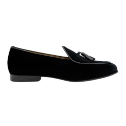 Men's Black Velvet Loafer with Black Tassel