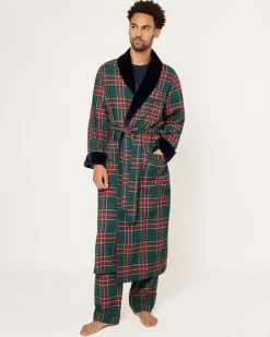 Men’s Brushed Twill Velvet Trim Robe in Kensington Tartan