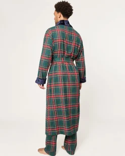 Men’s Brushed Twill Velvet Trim Robe in Kensington Tartan