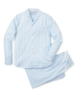 Men’s Light Blue Gingham Pajama Set