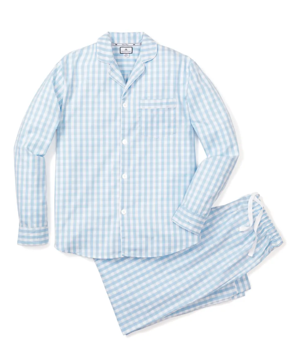 Men’s Light Blue Gingham Pajama Set