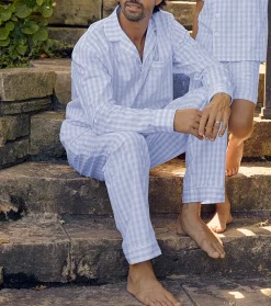 Men’s Light Blue Gingham Pajama Set