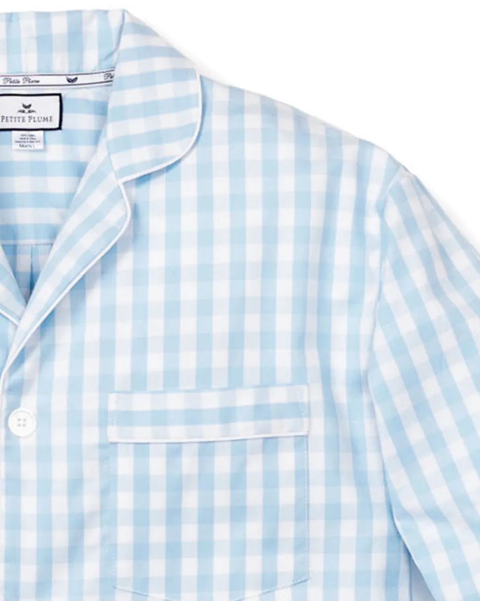 Men’s Light Blue Gingham Pajama Set
