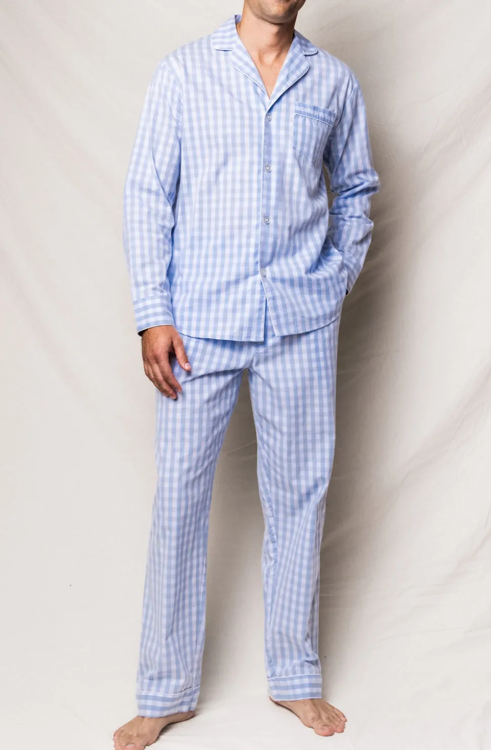 Men’s Light Blue Gingham Pajama Set