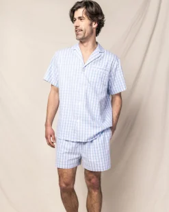Men’s Light Blue Gingham Short Set