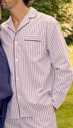 Men’s Navy French Ticking Pajama Set