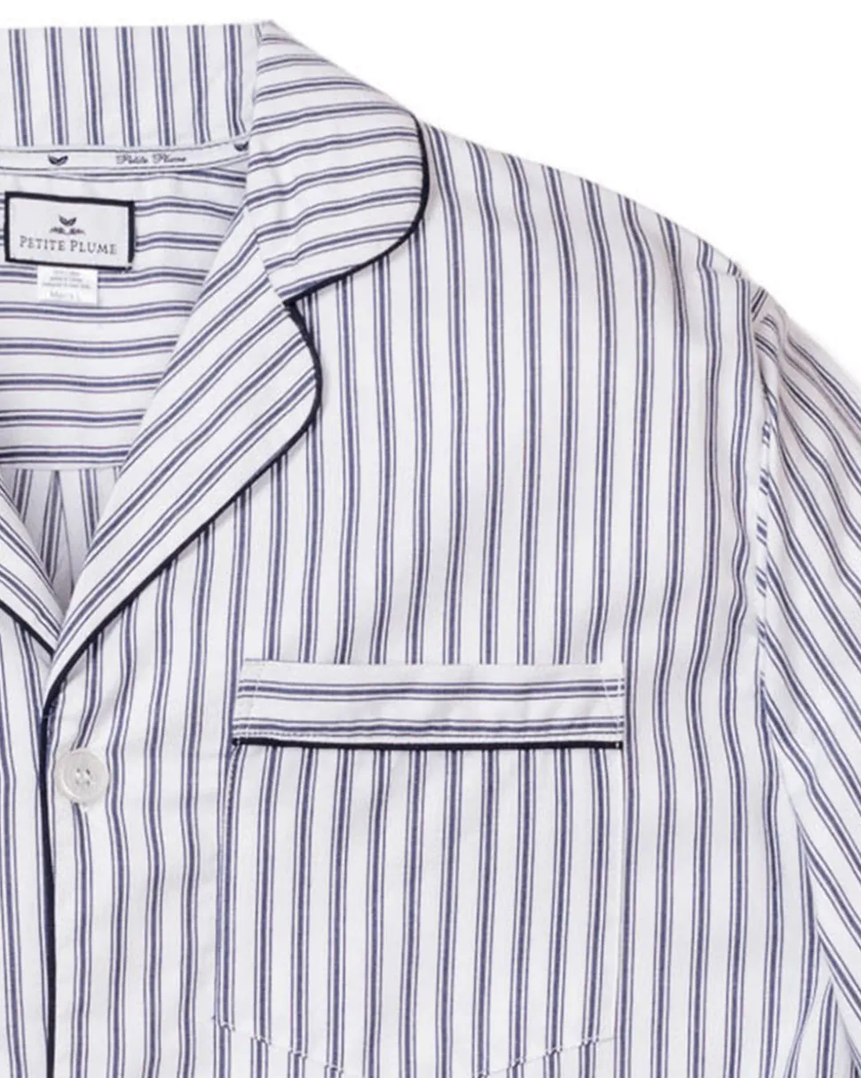 Men’s Navy French Ticking Pajama Set