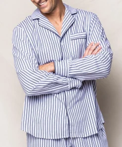 Men’s Navy French Ticking Pajama Set