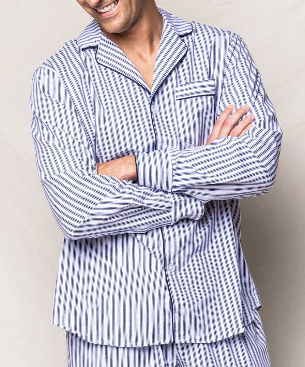 Men’s Navy French Ticking Pajama Set