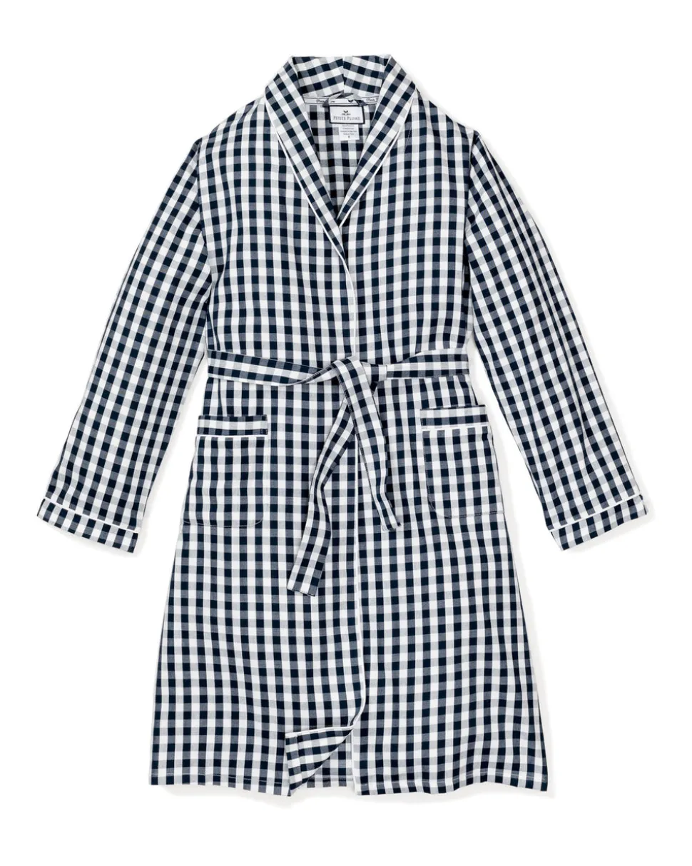 Men’s Navy Gingham Robe