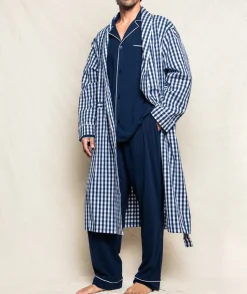 Men’s Navy Gingham Robe