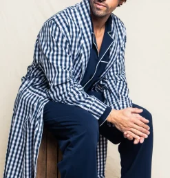Men’s Navy Gingham Robe