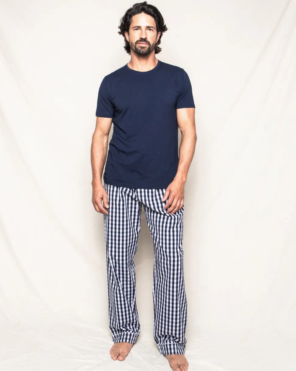 Men’s Navy Gingham Twill Pants