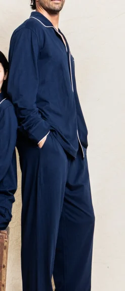 Men's Navy Pima Cotton Pajama Set