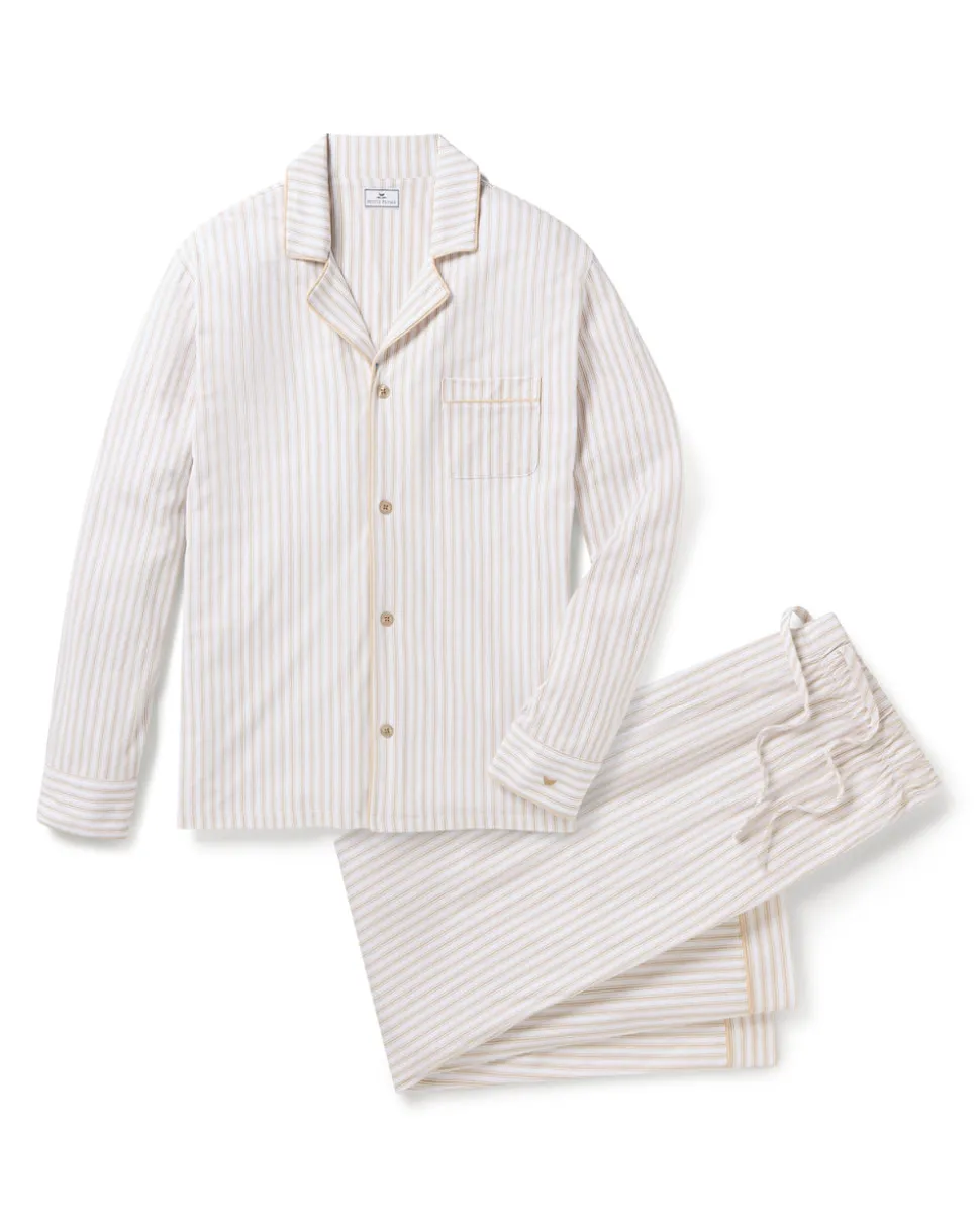 Men’s Pima Pajama Set in Camel Ticking