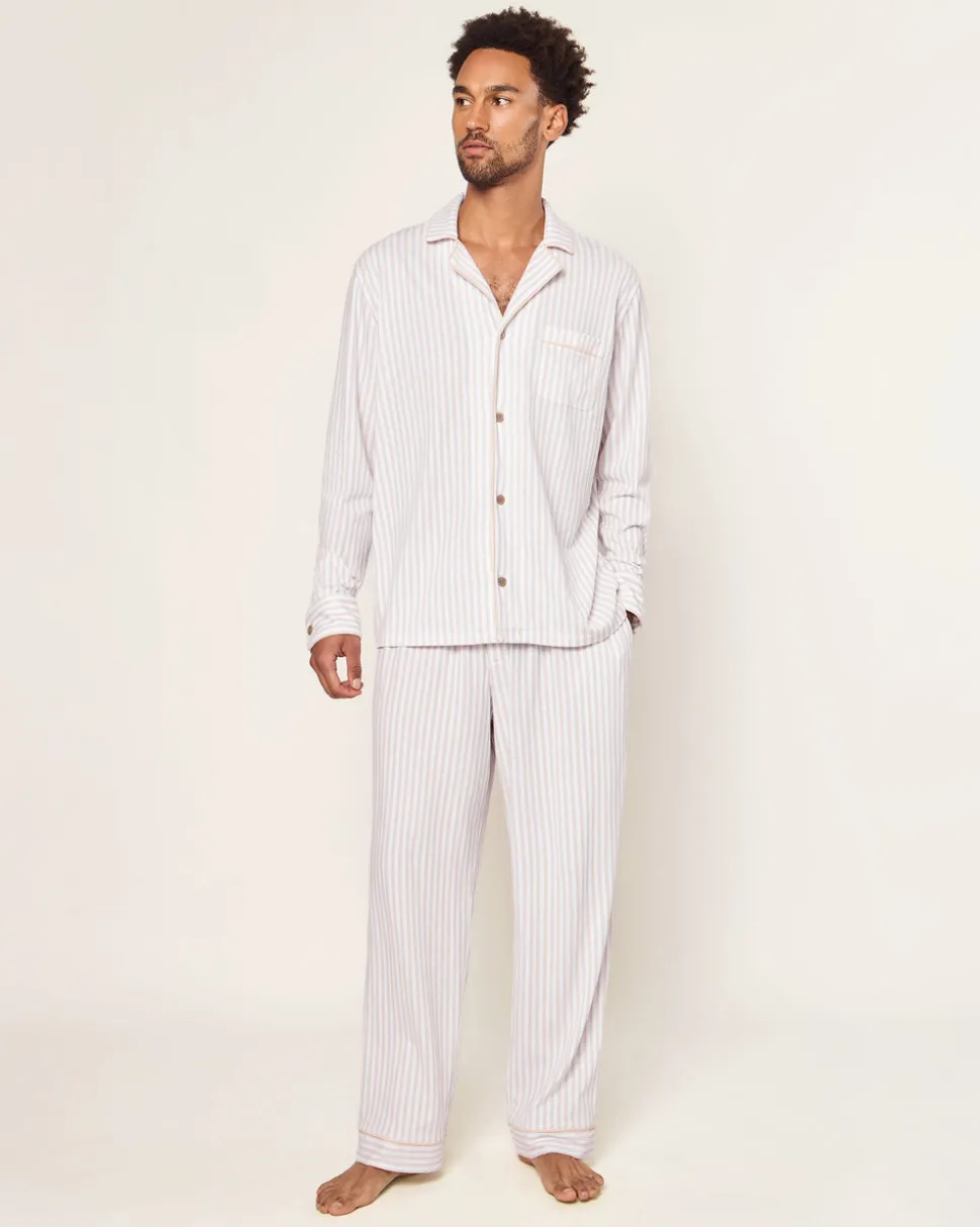 Men’s Pima Pajama Set in Camel Ticking
