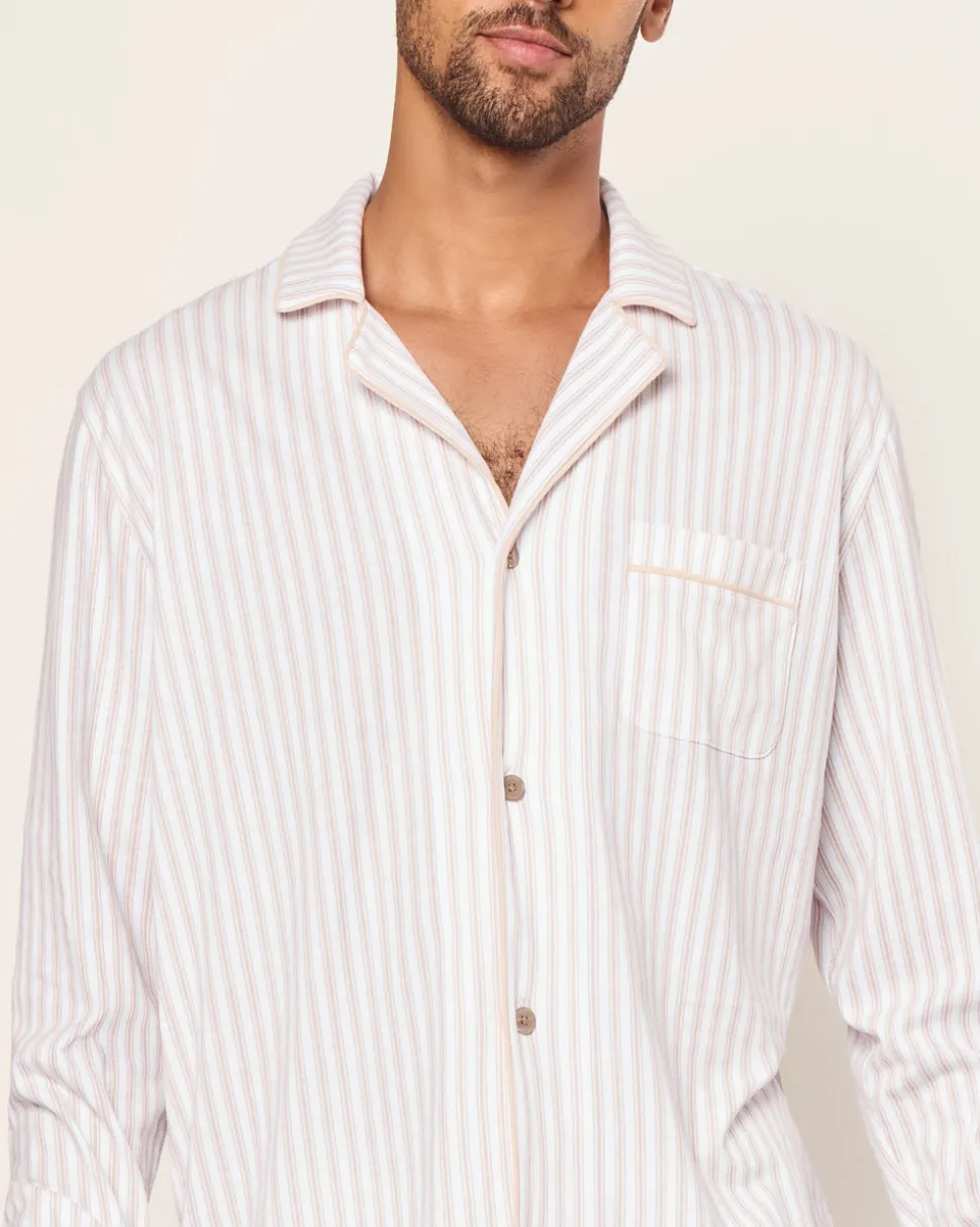 Men’s Pima Pajama Set in Camel Ticking