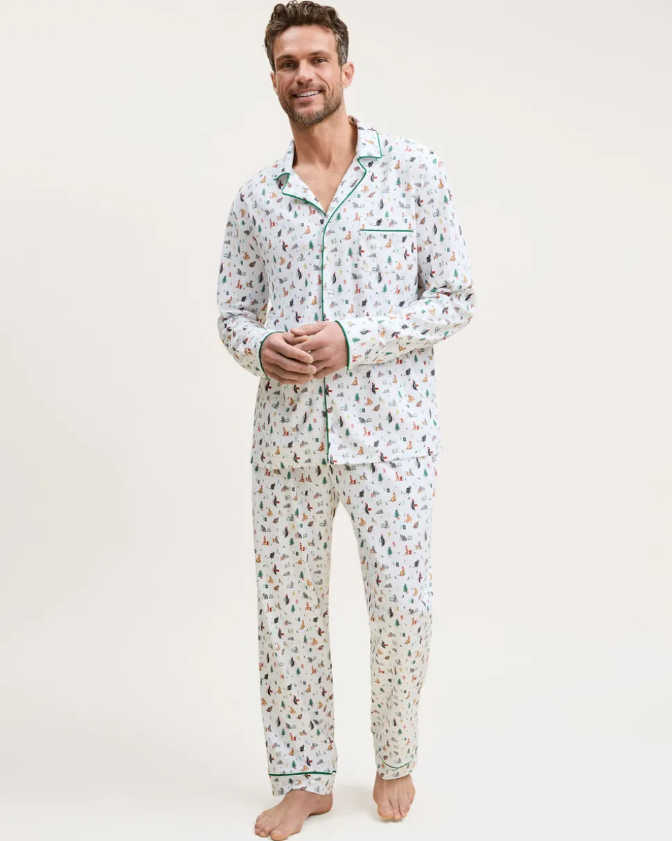 Men’s Pima Pajama Set in Merry Meow