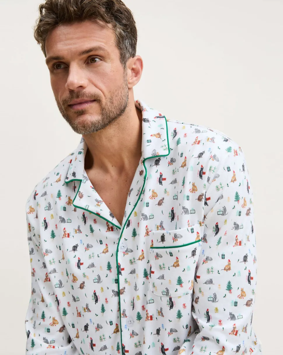 Men’s Pima Pajama Set in Merry Meow