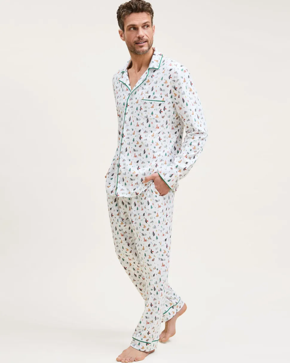 Men’s Pima Pajama Set in Merry Meow