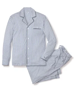 Men’s Pima Pajama Set in Navy French Ticking
