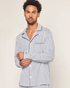Men’s Pima Pajama Set in Navy French Ticking