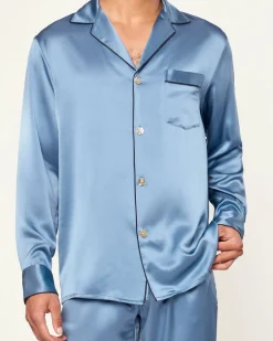 Men’s Silk Pajama Set in Mystique Blue