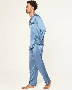 Men’s Silk Pajama Set in Mystique Blue