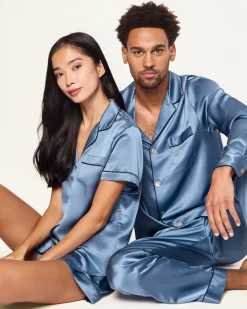 Men’s Silk Pajama Set in Mystique Blue