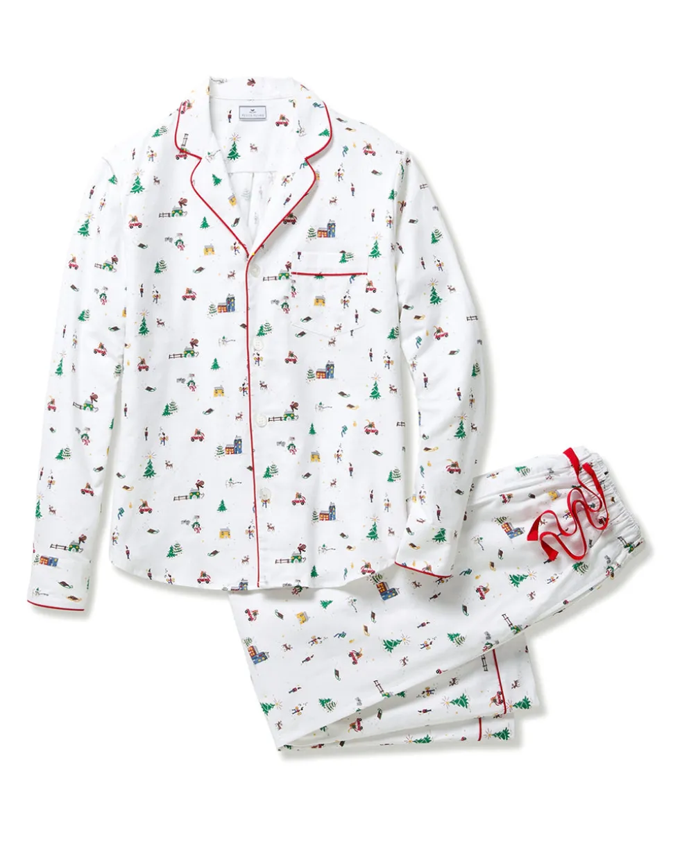 Men's Twill Pajama Set in Holiday Town