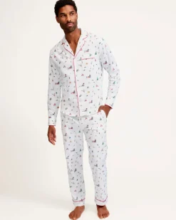 Men's Twill Pajama Set in Holiday Town