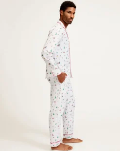 Men's Twill Pajama Set in Holiday Town