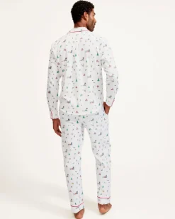 Men's Twill Pajama Set in Holiday Town