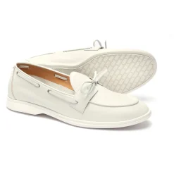 Men's Vintage White Pebbled Leather Barca Yacht Loafer