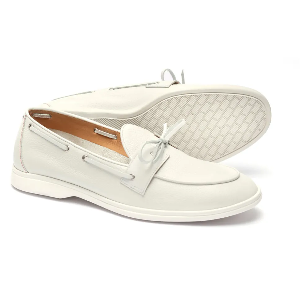 Men's Vintage White Pebbled Leather Barca Yacht Loafer