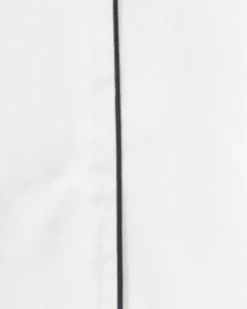 Men’s White Flannel Robe with Navy Piping