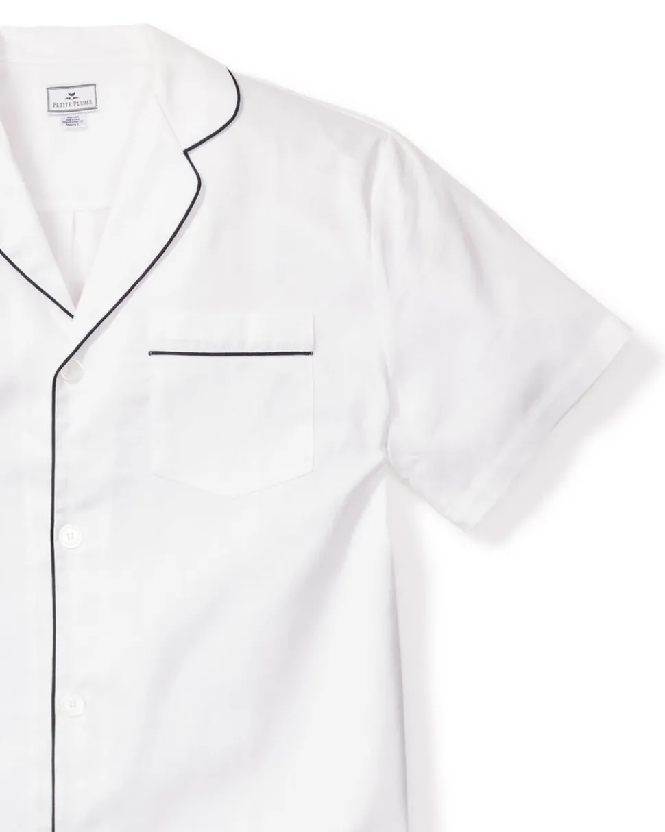 Men’s White Short Set with Navy Piping