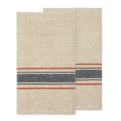 Menton Towel in Natural & Denim, Set of 2