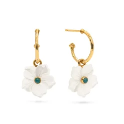 Mermaid Garden Hoop Earrings with Flower Charm