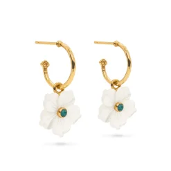 Mermaid Garden Hoop Earrings with Flower Charm