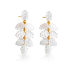 Mermaid Garden Vine Drop Earrings in Mother of Pearl