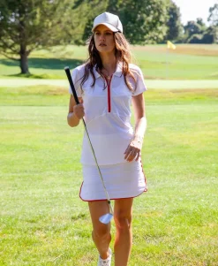 Mesh Zip Performance Polo in White